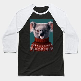 Koala in a Christmas Pullover Baseball T-Shirt